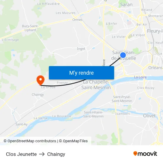 Clos Jeunette to Chaingy map