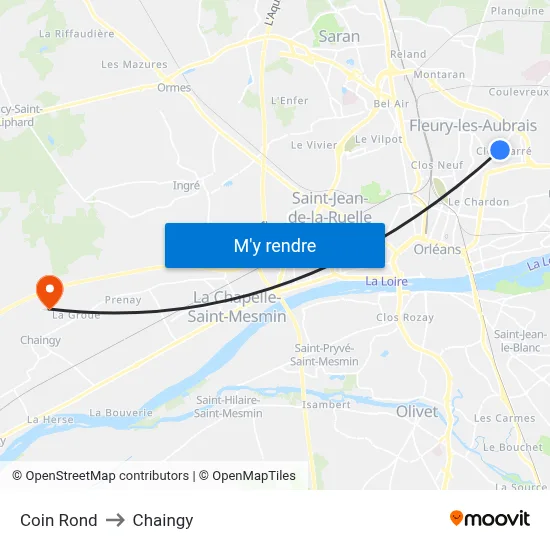 Coin Rond to Chaingy map