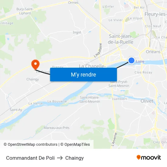 Commandant De Poli to Chaingy map