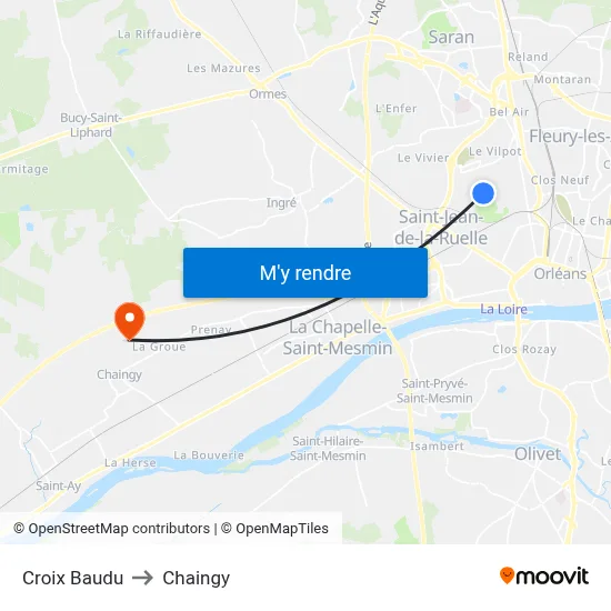 Croix Baudu to Chaingy map