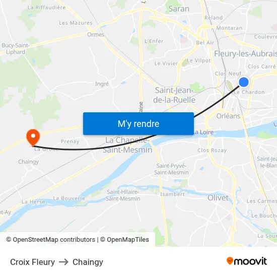 Croix Fleury to Chaingy map