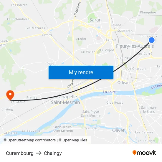 Curembourg to Chaingy map