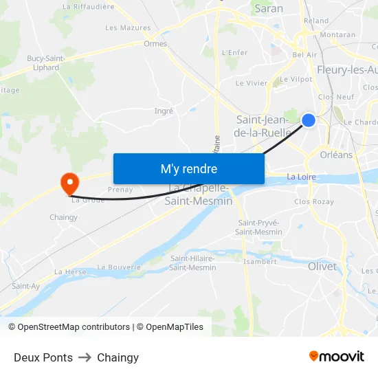 Deux Ponts to Chaingy map