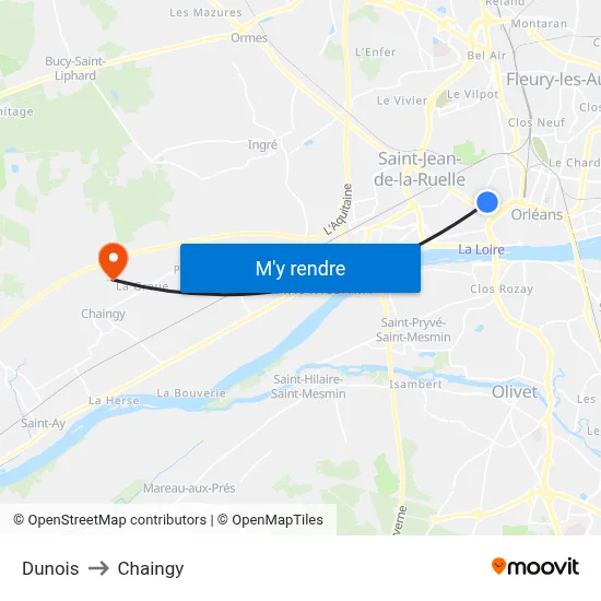 Dunois to Chaingy map