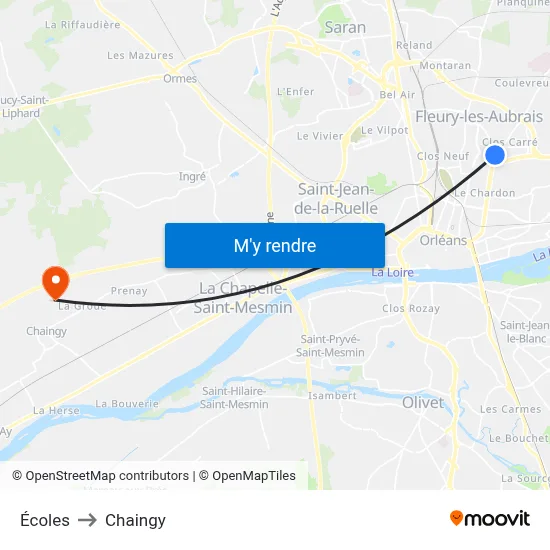 Écoles to Chaingy map