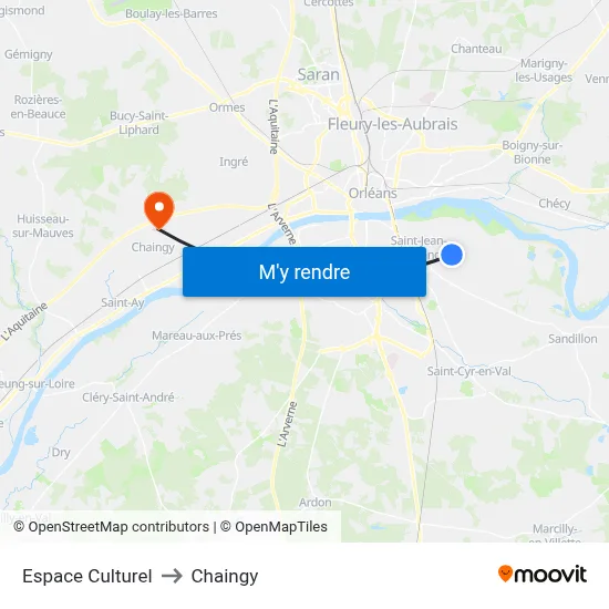 Espace Culturel to Chaingy map