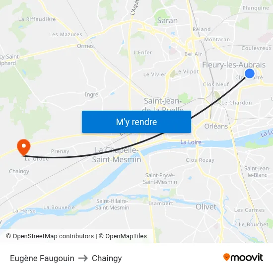 Eugène Faugouin to Chaingy map