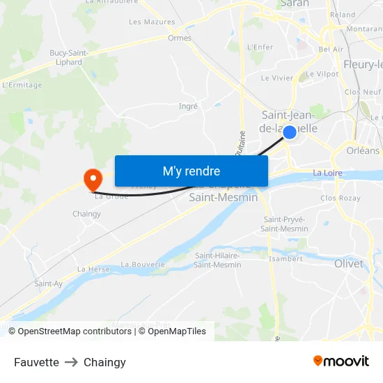 Fauvette to Chaingy map