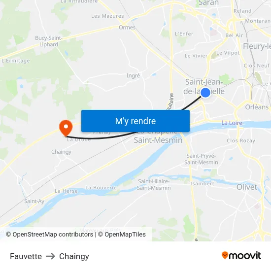 Fauvette to Chaingy map