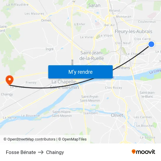 Fosse Bénate to Chaingy map