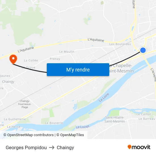 Georges Pompidou to Chaingy map
