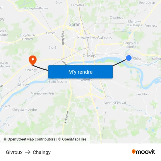 Givroux to Chaingy map