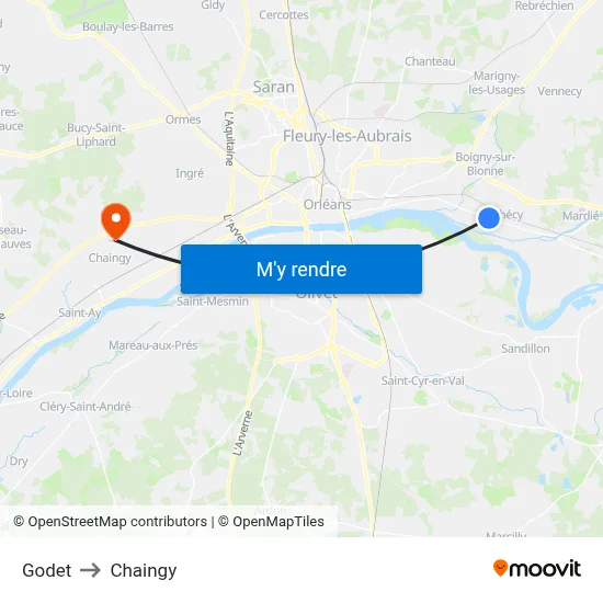 Godet to Chaingy map