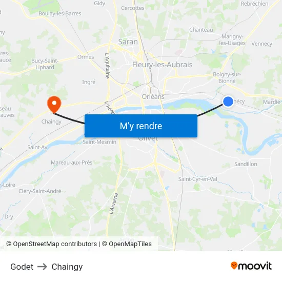 Godet to Chaingy map