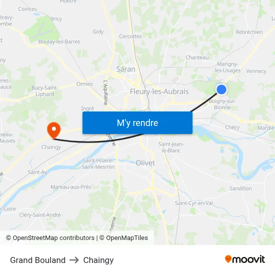 Grand Bouland to Chaingy map