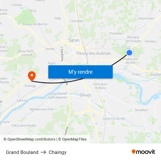 Grand Bouland to Chaingy map