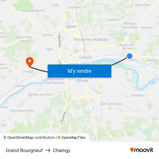 Grand Bourgneuf to Chaingy map