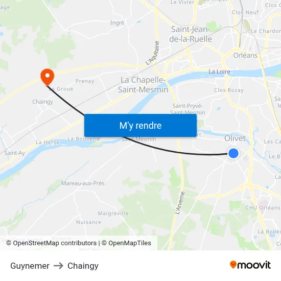 Guynemer to Chaingy map