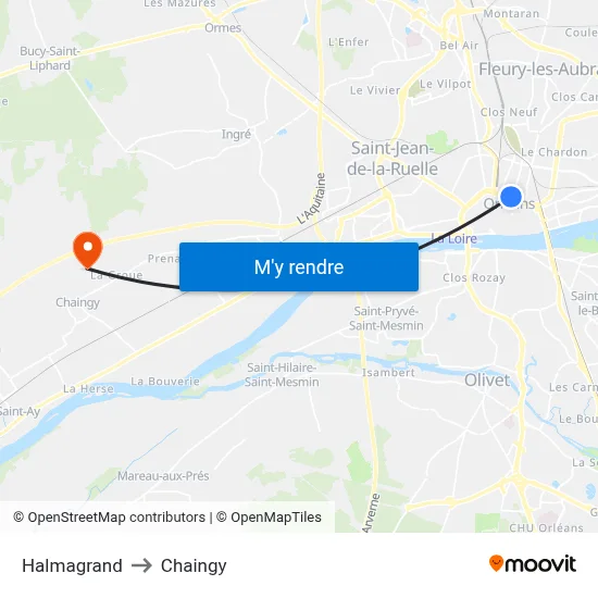 Halmagrand to Chaingy map