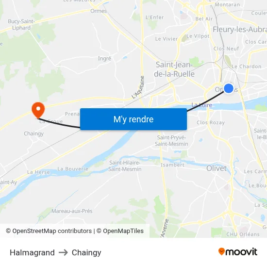 Halmagrand to Chaingy map
