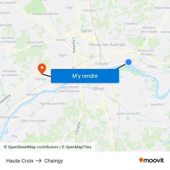 Haute Croix to Chaingy map