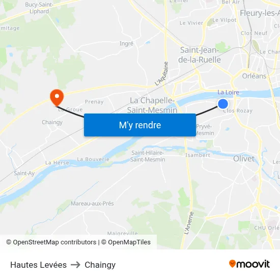 Hautes Levées to Chaingy map