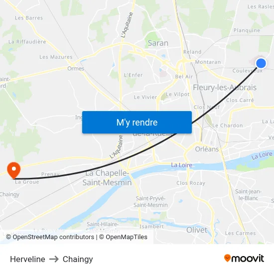 Herveline to Chaingy map