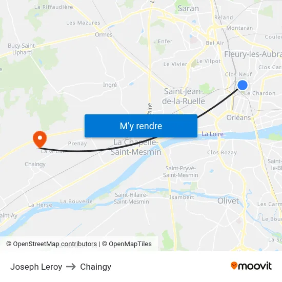 Joseph Leroy to Chaingy map