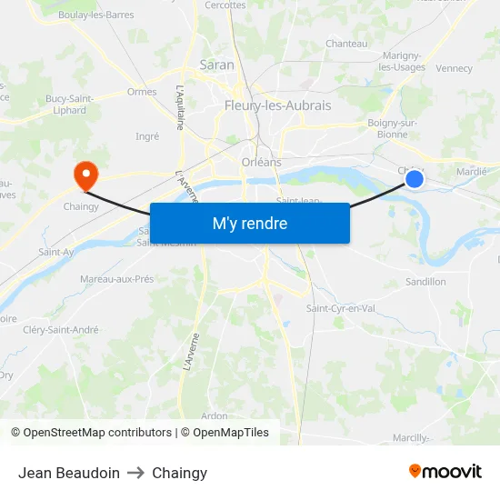 Jean Beaudoin to Chaingy map