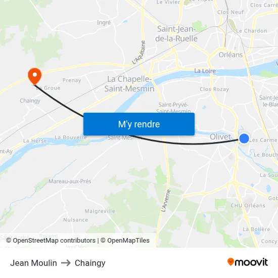 Jean Moulin to Chaingy map