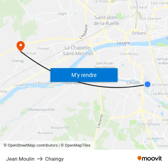 Jean Moulin to Chaingy map