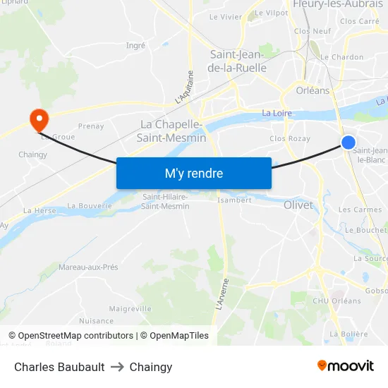 Charles Baubault to Chaingy map