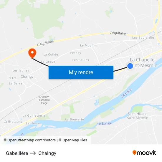 Gabellière to Chaingy map