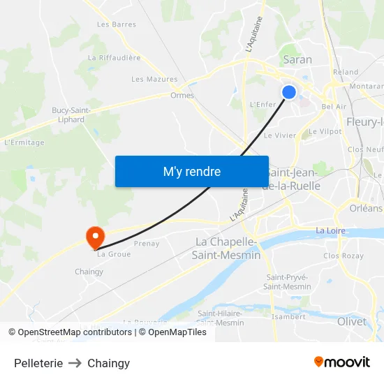 Pelleterie to Chaingy map
