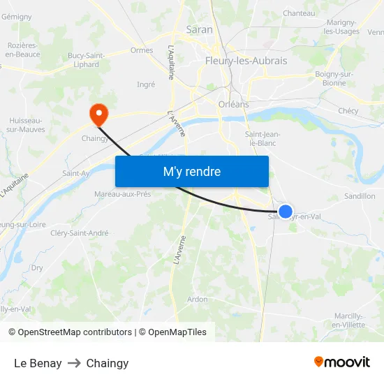 Le Benay to Chaingy map