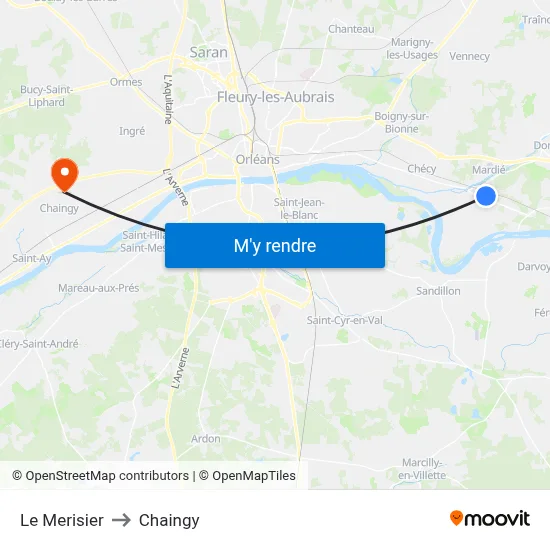 Le Merisier to Chaingy map