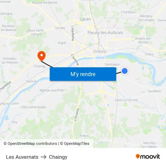 Les Auvernats to Chaingy map