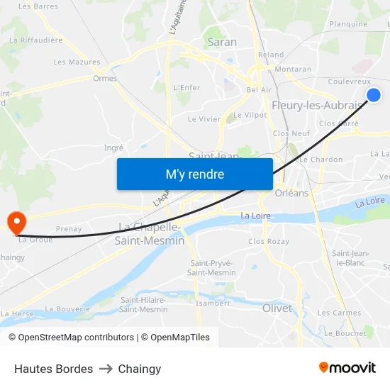 Hautes Bordes to Chaingy map