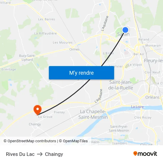 Rives Du Lac to Chaingy map
