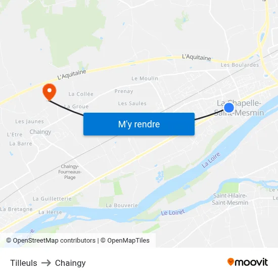 Tilleuls to Chaingy map