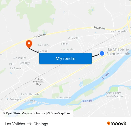 Les Vallées to Chaingy map