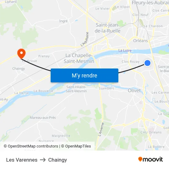 Les Varennes to Chaingy map