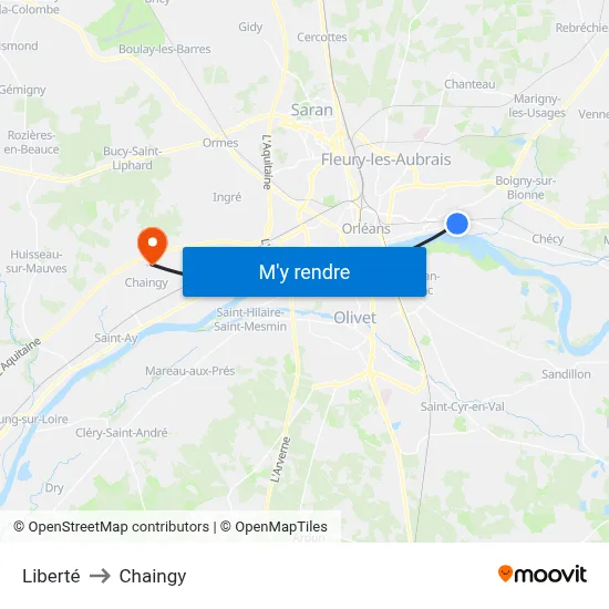 Liberté to Chaingy map
