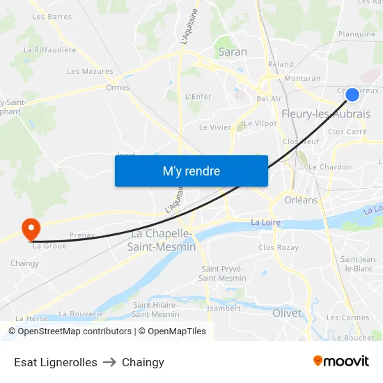 Esat Lignerolles to Chaingy map
