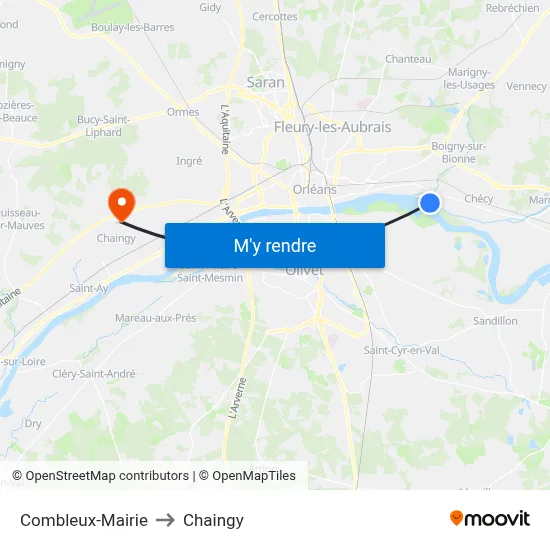 Combleux-Mairie to Chaingy map
