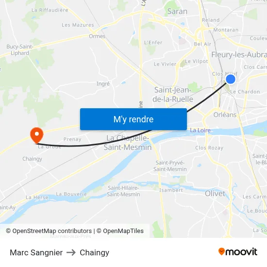 Marc Sangnier to Chaingy map