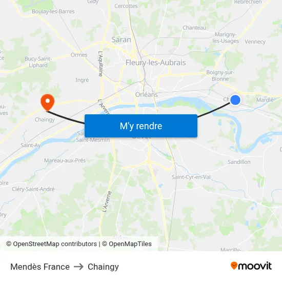 Mendès France to Chaingy map