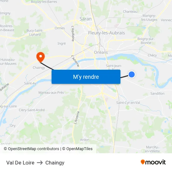 Val De Loire to Chaingy map