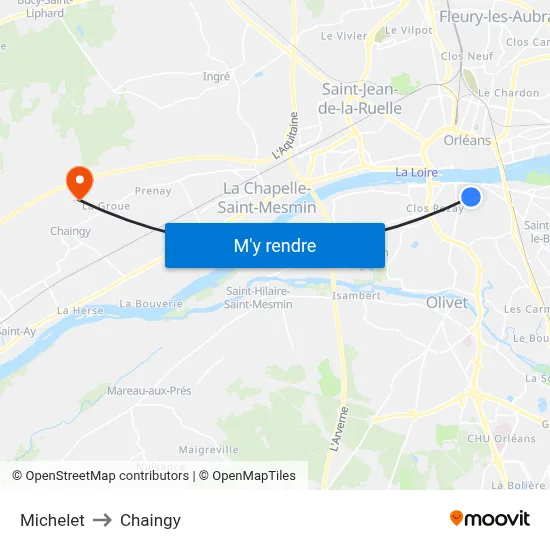 Michelet to Chaingy map