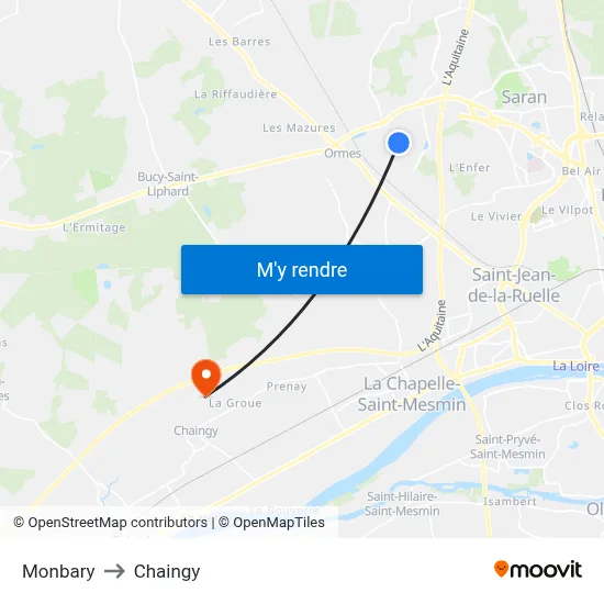 Monbary to Chaingy map